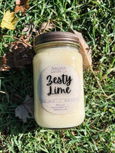 Load image into Gallery viewer, Zesty Lime Soy Candle – 16 oz Mason Jar, Hand Poured Natural Soy Wax
