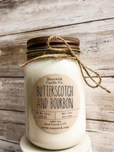 Load image into Gallery viewer, Soy Wax Candle | Butterscotch Bourbon Scented Mason Jar 16 oz Unique Gift