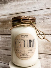 Load image into Gallery viewer, Zesty Lime Soy Candle – 16 oz Mason Jar, Hand Poured Soy Wax Candle