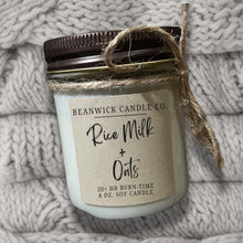 Load image into Gallery viewer, RICE MILK + OATS Soy Candle in 8 oz. Glass Jar Unique Gift