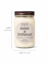 Load image into Gallery viewer, AMBER &amp; DRIFTWOOD Soy Candle in Mason Jar Unique Gift