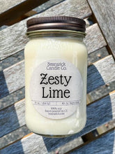 Load image into Gallery viewer, Zesty Lime Soy Candle - 16 oz Mason Jar | Long Burning, Hand Poured Eco Friendly Candle