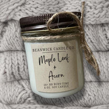 Load image into Gallery viewer, Soy Wax Candle | Maple Acorn Fragrance in 8 Oz Glass Jar - Long Burn