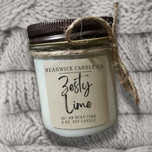 Load image into Gallery viewer, Zesty Lime Soy Candle - 8 oz Glass Jar | Hand Poured Scented Soy Wax Candle