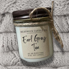 Load image into Gallery viewer, Earl Grey Soy Candle - Hand Poured 8 oz Glass Jar with Fresh Bergamot Scent