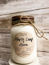 Load image into Gallery viewer, Soy Candle Mason Jar | 16 oz Maple Leaf Acorn Autumn Scented Candle Gift