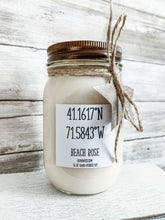 Load image into Gallery viewer, Block Island, BEACH ROSE, Soy Candle, Scented Candle, Mason Jar, Farmhouse Decor, Wax Melts, All Natural, Top Selling, Gift Ideas