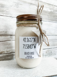 Block Island, BEACH ROSE, Soy Candle, Scented Candle, Mason Jar, Farmhouse Decor, Wax Melts, All Natural, Top Selling, Gift Ideas