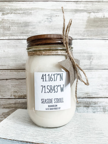 Block Island, SEASIDE STROLL, Soy Candle, Scented Candle, Mason Jar, Wax Melts, Farmhouse Decor, All Natural, Top Selling, Gifts