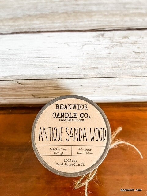 ANTIQUE SANDALWOOD  Soy Candle in Mason Jar Unique Gift