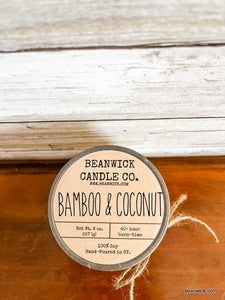 BAMBOO & COCONUT Soy Candle in Mason Jar Unique Gift
