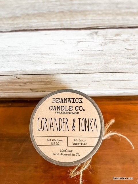 CORIANDER & TONKA  Soy Candle in Mason Jar Unique Gift