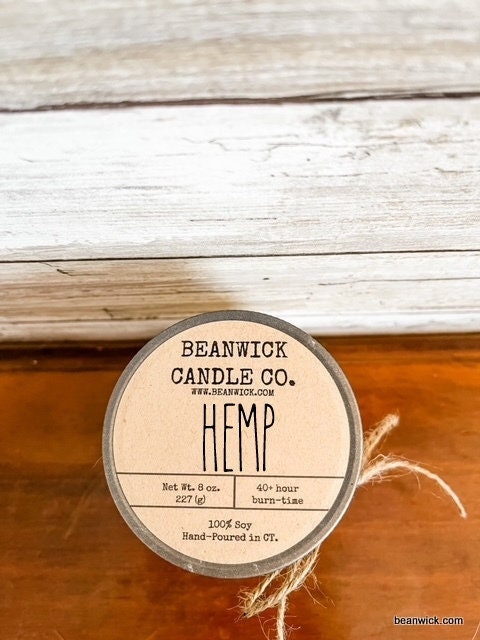 HEMP  Soy Candle in Mason Jar Unique Gift