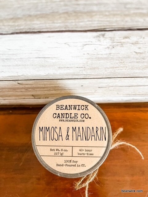 MIMOSA & MANDARIN Soy Candle in Mason Jar Unique Gift