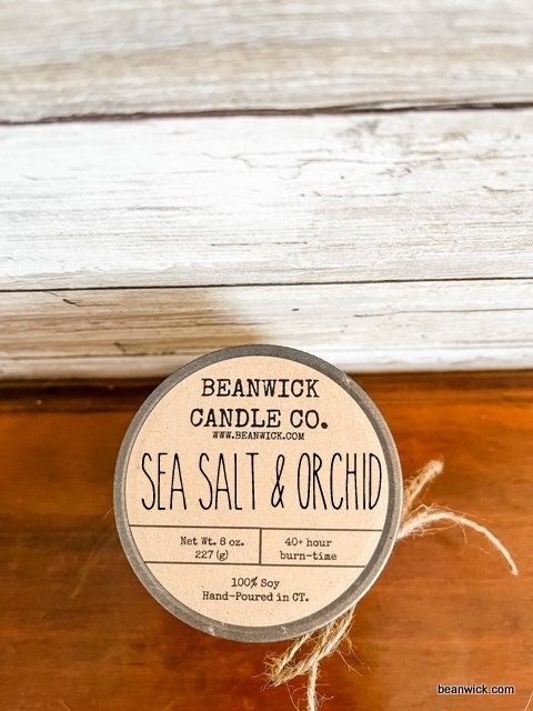 SEA SALT & ORCHID Soy Candle in Mason Jar Unique Gift