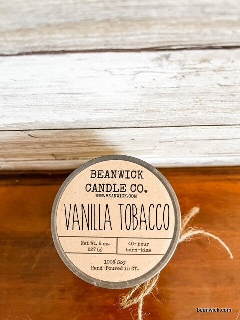 VANILLA TOBACCO Soy Candle in Mason Jar Unique Gift