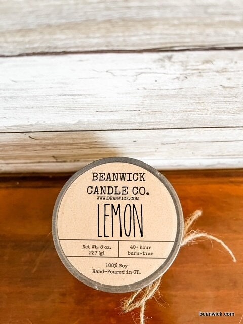 LEMON Soy Candle in Mason Jar Unique Gift