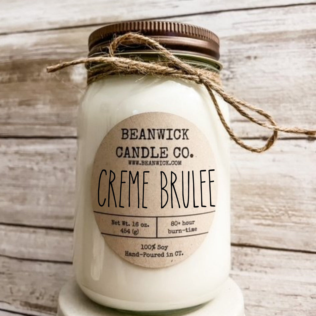 CREME BRULEE  Soy Candle in Mason Jar Unique Gift
