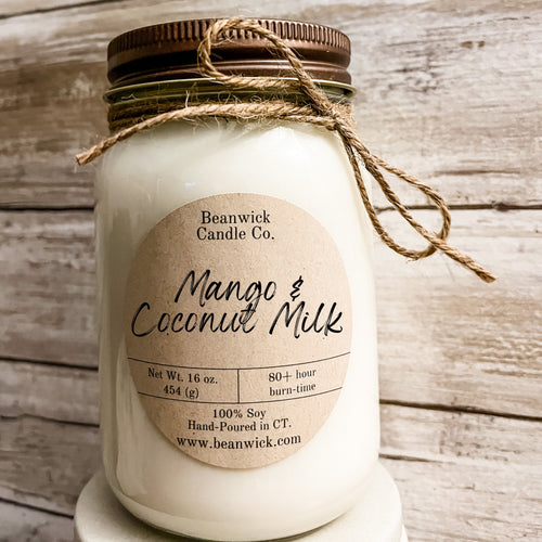 MANGO & COCONUT MILK Soy Candle in Mason Jar Unique Gift