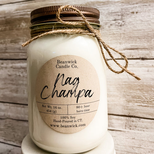 NAG CHAMPA Soy Candle in Mason Jar Unique Gift