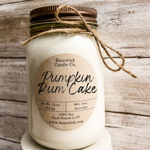 PUMPKIN RUM CAKE  Soy Candle in Mason Jar Unique Gift