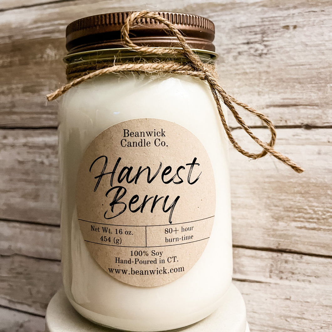 HARVEST BERRY  Soy Candle in Mason Jar Unique Gift