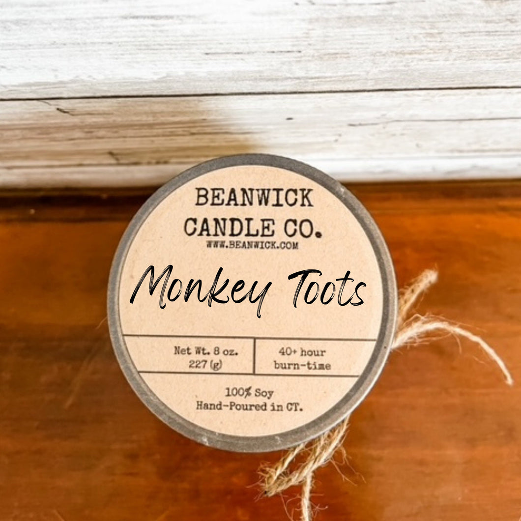 MONKEY TOOTS Soy Candle in Mason Jar Unique Gift