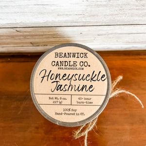 HONEYSUCKLE JASMINE    Soy Candle in Mason Jar Unique Gift