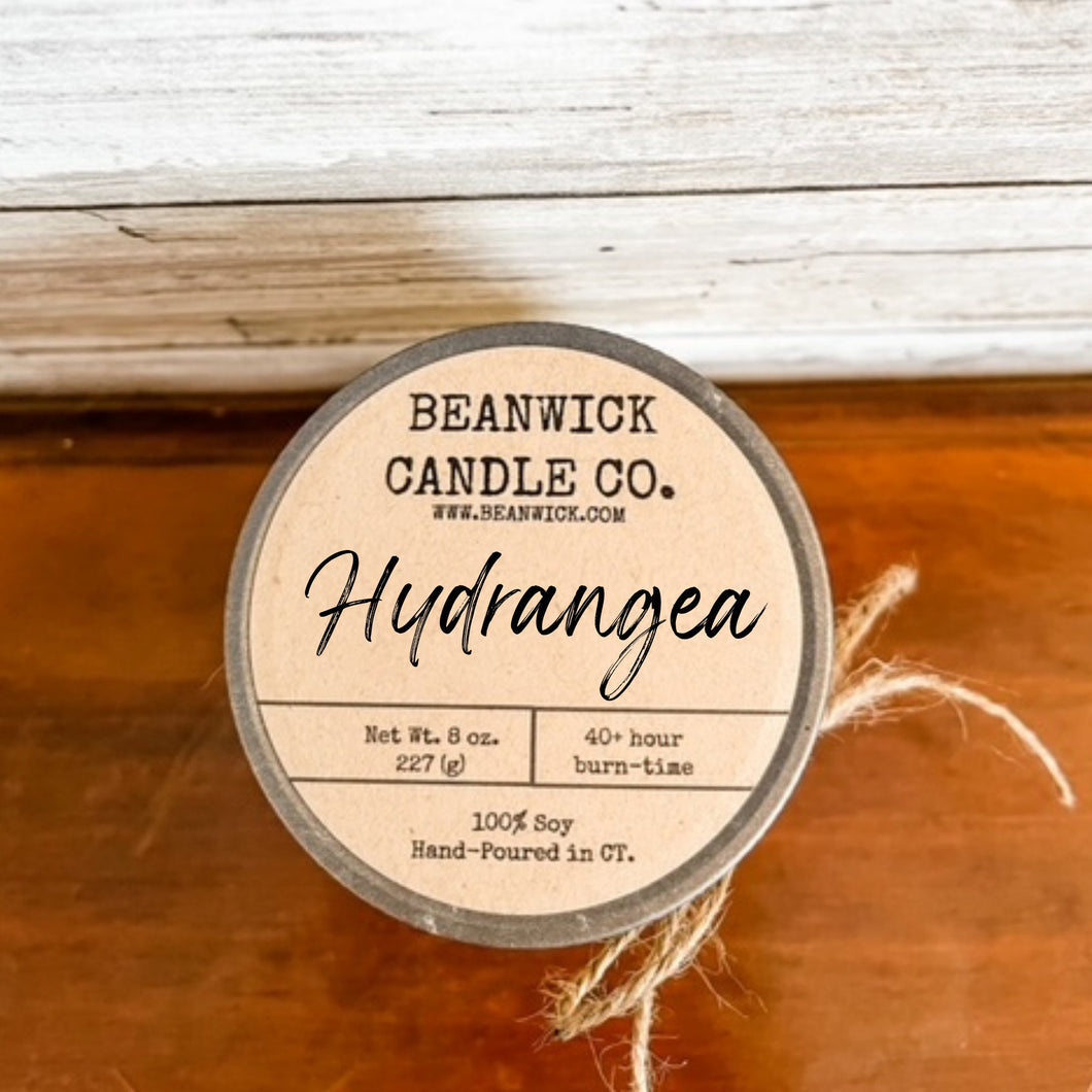 HYDRANGEA Soy Candle in Mason Jar Unique Gift