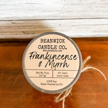 Load image into Gallery viewer, FRANKINCENSE &amp; MYRRH    Soy Candle in Mason Jar Unique Gift