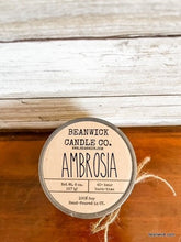 Load image into Gallery viewer, AMBROSIA Soy Candle in Mason Jar Unique Gift