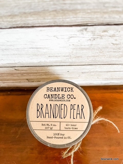 BRANDIED PEAR  Soy Candle in Mason Jar Unique Gift