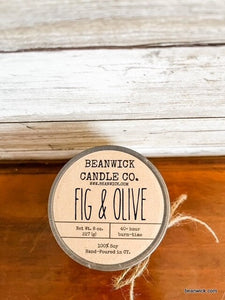 FIG & OLIVE Soy Candle in Mason Jar Unique Gift