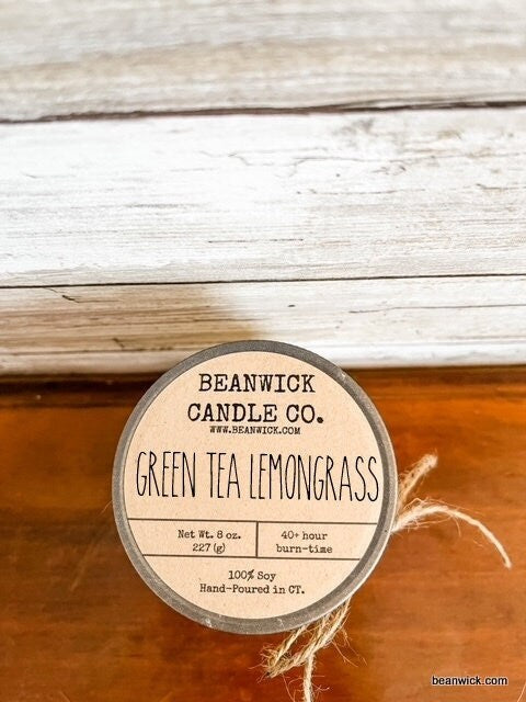 GREEN TEA LEMONGRASS Soy Candle in Mason Jar Unique Gift