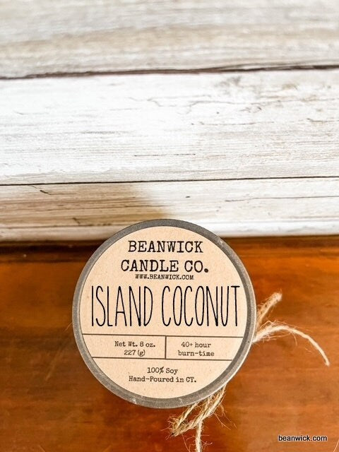 ISLAND COCONUT Soy Candle in Mason Jar Unique Gift