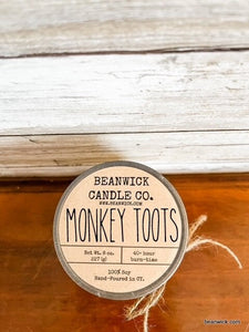 MONKEY TOOTS Soy Candle in Mason Jar Unique Gift