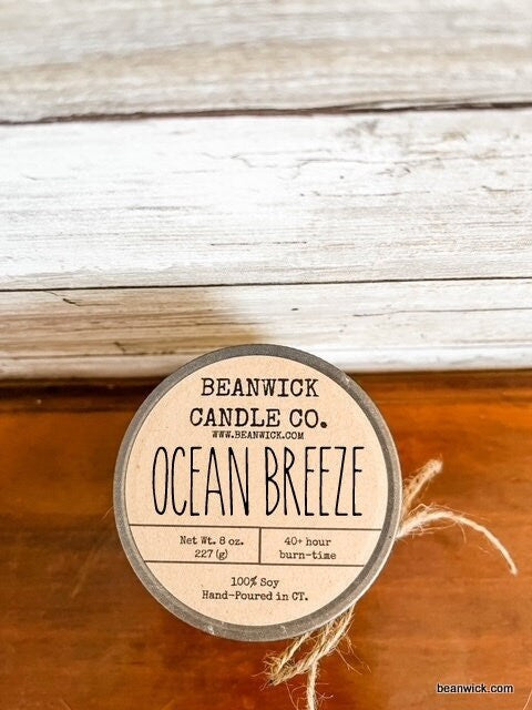 OCEAN BREEZE Soy Candle in Mason Jar Unique Gift