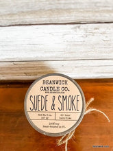 Load image into Gallery viewer, SUEDE &amp; SMOKE Soy Candle in Mason Jar Unique Gift