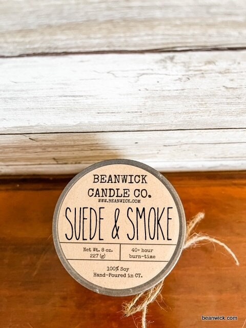 SUEDE & SMOKE Soy Candle in Mason Jar Unique Gift