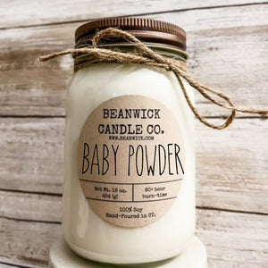 BABY POWDER Soy Candle in Mason Jar Unique Gift