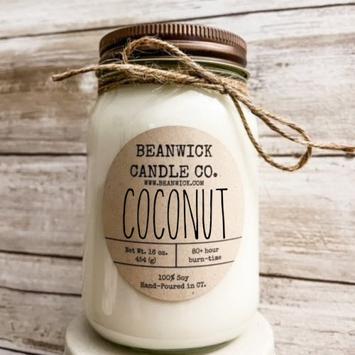 COCONUT Soy Candle in Mason Jar Unique Gift