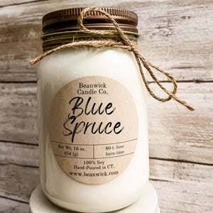 BLUE SPRUCE Soy Candle in Mason Jar Unique Gift