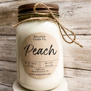 PEACH  Soy Candle in Mason Jar Unique Gift