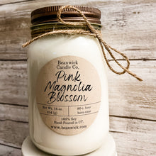 Load image into Gallery viewer, PINK MAGNOLIA BLOSSOM Soy Candle in Mason Jar Unique Gift