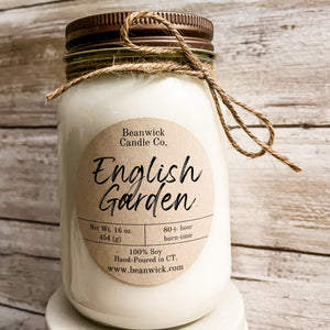 ENGLISH GARDEN Soy Candle in Mason Jar Unique Gift