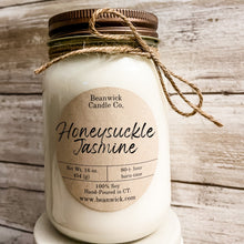 Load image into Gallery viewer, HONEYSUCKLE JASMINE Soy Candle in Mason Jar Unique Gift