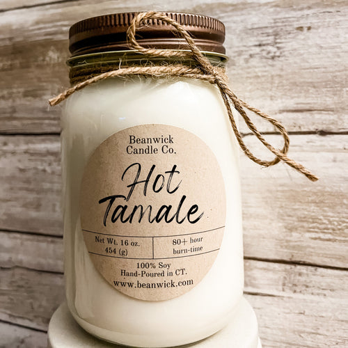 HOT TAMALE Soy Candle in Mason Jar Unique Gift
