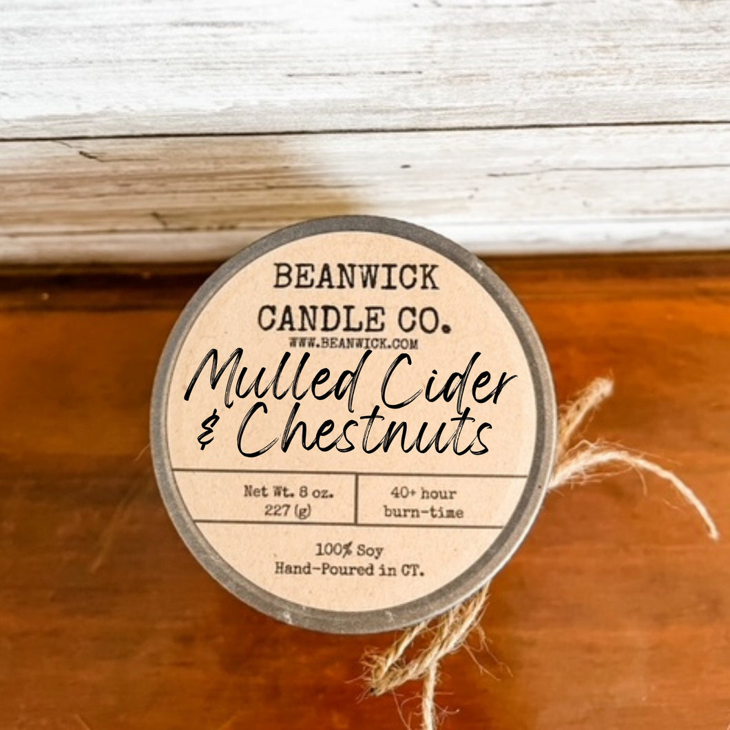 MULLED CIDER & CHESTNUTS      Soy Candle in Mason Jar Unique Gift