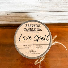 Load image into Gallery viewer, LOVE SPELL Soy Candle in Mason Jar Unique Gift