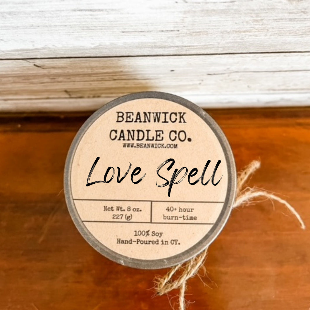 LOVE SPELL Soy Candle in Mason Jar Unique Gift